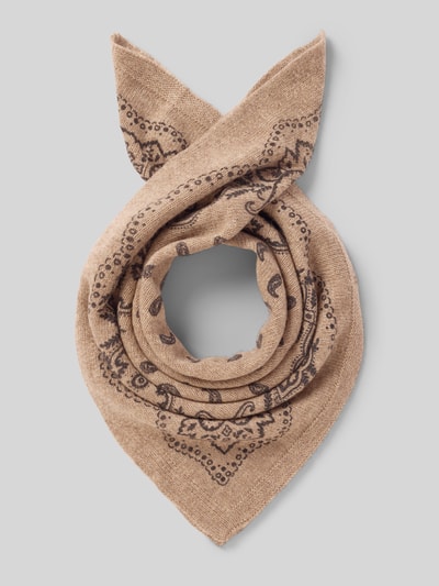Produktfoto, Tuch aus Baumwoll-Mix mit Kaschmir-Anteil Modell 'Adelina' von Neo Noir, rechteckig, beige mit Paisley-Print, Strick-Optik