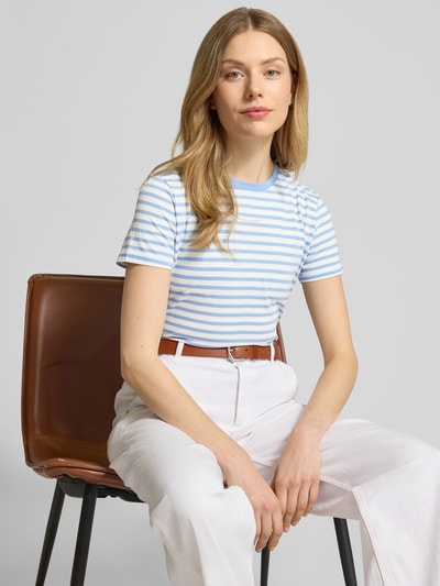 Tom Tailor Denim Boxy Fit T-Shirt mit Streifenmuster Hellblau 3
