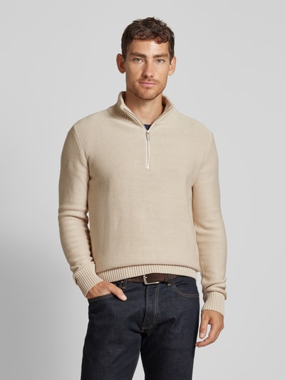 SELECTED HOMME Strickpullover mit gerippten Abschlüssen Modell 'AXEL' Offwhite 4