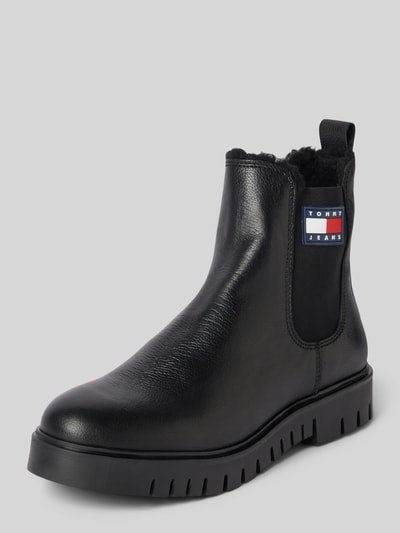 Tommy Jeans Chelsea Boots aus Leder mit elastischem Einsatz Black 1