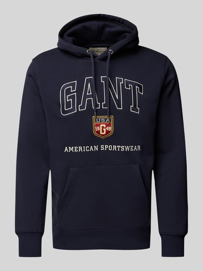 Gant Bluza z kapturem z nadrukiem z logo Granatowy 2