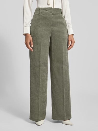 Christian Berg Woman Selection Wide fit corduroy broek met linnen Kaki - 4
