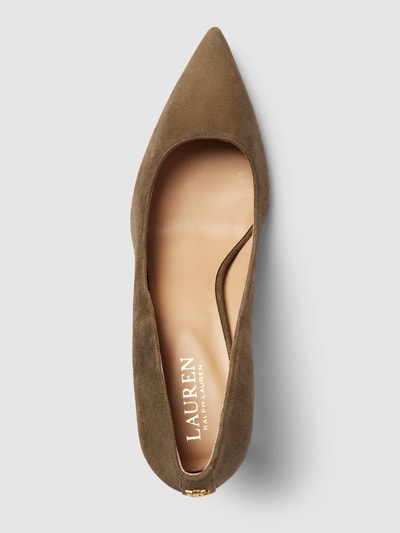 Lauren Ralph Lauren Pumps van leer, model 'LANETTE' Olijfgroen - 3