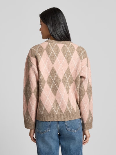 FREE/QUENT Gebreide pullover met ronde hals, model 'Grsargyle' Lichtroze - 5