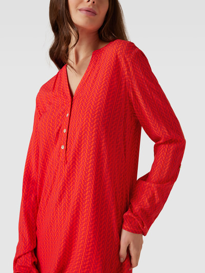 Montego Blouseshirt met all-over motief Donkeroranje - 3