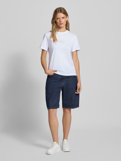 Calvin Klein Jeans T-Shirt mit Label-Print Weiss 1