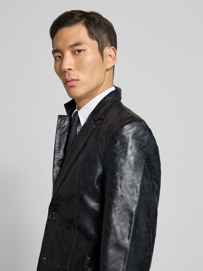 WON HUNDRED Blazer aus echtem Leder mit Reverskragen Black 3