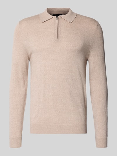 Christian Berg Men Strickpullover aus Merino-Mix mit Umlegekragen Sand Melange 2