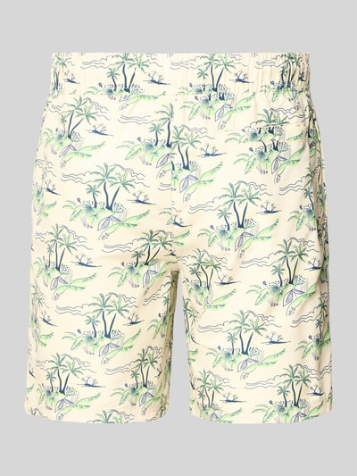 Produktfoto, Badehose mit Label-Detail Modell 'BHRANDALE' von Blend für Herren in Loose-Fit mit elastischem Bund und Kordelzug, tropischer Print, helle Farben