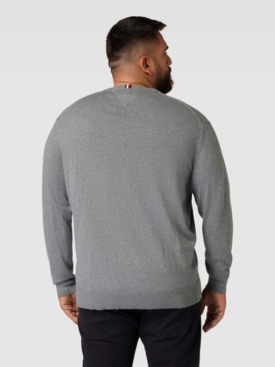 Tommy Hilfiger Big & Tall PLUS SIZE Strickpullover mit Logo-Stitching Modell 'PIMA' Mittelgrau meliert 5