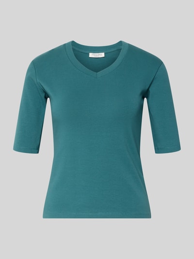Produktfoto, T-Shirt mit Rundhalsausschnitt von Christian Berg Woman aus Baumwoll-Elasthan-Mix in Slim Fit, halber Arm, smaragdgrün.