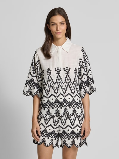 Copenhagen Muse Bluzka z haftami i krytą listwą guzikową Złamany biały 4