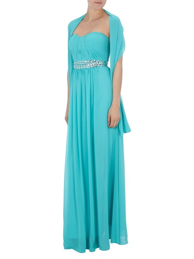 Luxuar Abendkleid im Empire-Stil mit Ziersteinbesatz Aqua 6