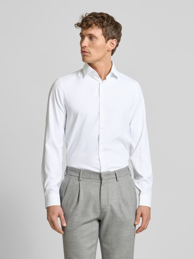 CK Calvin Klein Slim Fit Business-Hemd mit Label-Stitching Modell 'Bari' Weiss 3