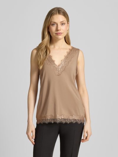 FREE/QUENT regular fit top met kant model 'Bicco' Taupe - 4