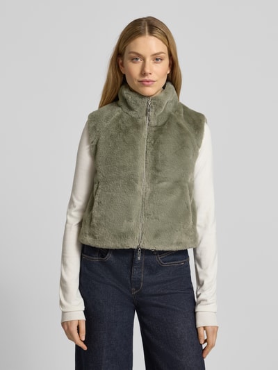 monari Bodywarmer van imitatiebont met steekzakken Groen - 4