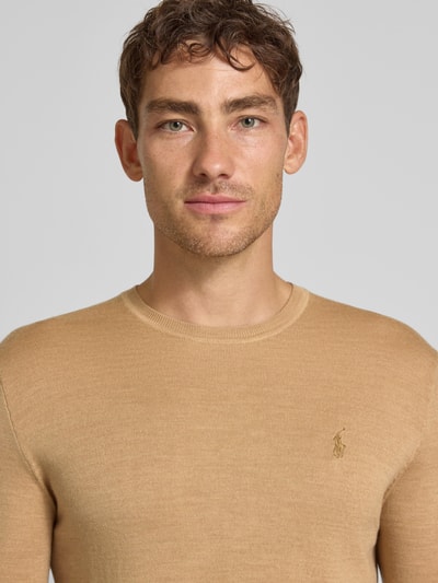 Polo Ralph Lauren Sweter z dzianiny z wełny merino Camel 3