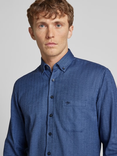 Fynch-Hatton Freizeithemd mit Button-Down-Kragen Modell 'Herringbone' Marine 3