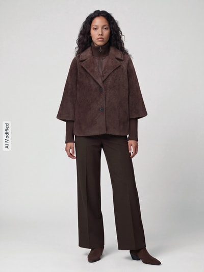 Tom Tailor Regular fit teddyjack met lange mouwen Donkerbruin - 1