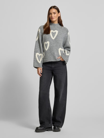 MORE & MORE Oversize sweter dzianinowy z domieszką wełny i bawełny Średnioszary 1