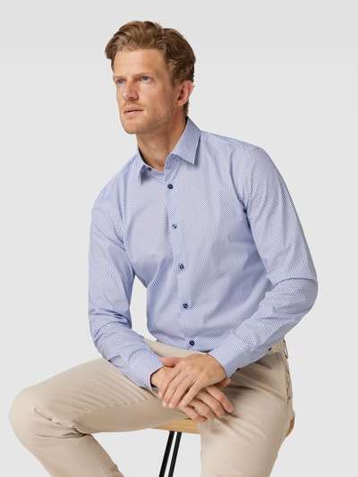 BOSS Slim fit zakelijk overhemd met all-over motief Bleu - 3