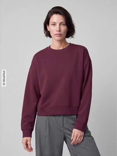 Jake*s Casual Sweatshirt mit überschnittenen Ärmeln Pflaume 4