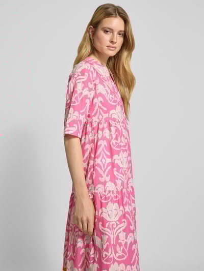 Emily Van den Bergh Sukienka midi z kołnierzem z lamówką Mocnoróżowy 3