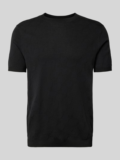Produktfoto, schwarzes Herren T-Shirt mit Viskose-Anteil und Rundhalsausschnitt Modell 'Ravao' von JOOP! Collection, glatte Struktur. Herren T-Shirt, Baumwoll-Viskose-Mix, Modern Fit, gerippter Rundhalsausschnitt, Label-Detail, Rückenlänge in Größe M 69 cm.