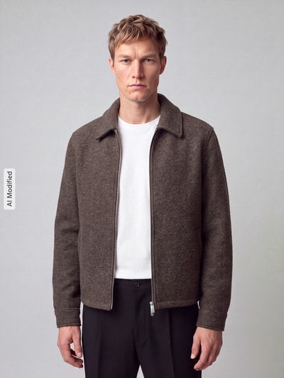 Jake*s Studio Men Blouson mit Zweiwege Reißverschluss Mittelbraun 4