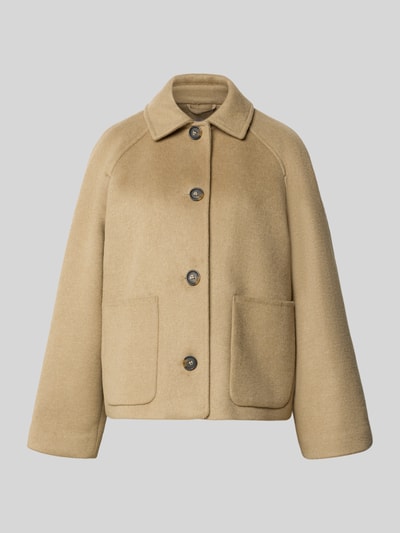 Produktfoto, Relaxed Fit Jacke mit Woll-Anteil von Christian Berg Woman Selection in Beige, Umlegekragen, Knopfleiste, aufgesetzte Taschen.