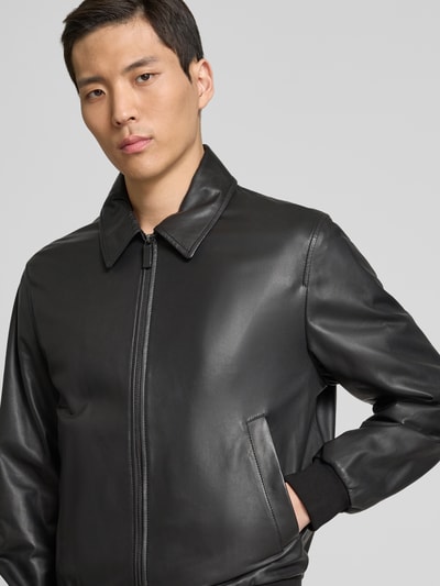 Emporio Armani Lederjacke mit Zweiwege-Reißverschluss Black 3