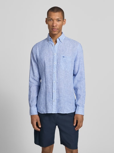 Fynch-Hatton Slim Fit Leinenhemd mit Button-Down-Kragen Royal 4