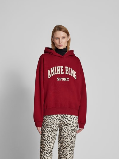 Anine Bing Oversized Hoodie mit Label-Stitching Rot 4