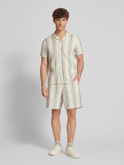 Blend Korte regular fit broek met tunnelkoord, model 'MILES' Rookblauw - 1