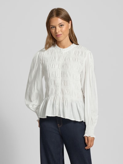 Neo Noir Slim fit overhemdblouse met ballonmouwen, model 'Mocca' Wit - 4