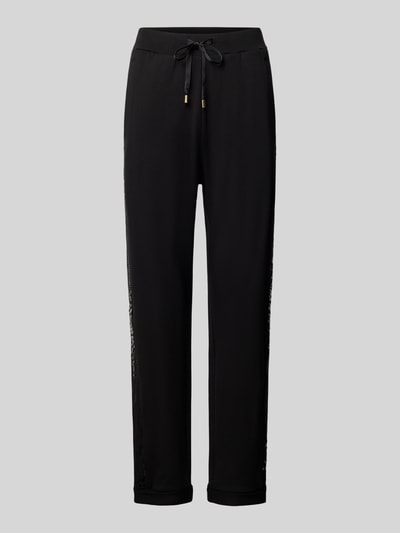 Produktfoto, Sweatpants aus Viskose-Elasthan-Mix mit Pailletten von Liu Jo, schwarz, elastischer Bund, Regular Fit, Damen Sweatpants, Tunnelzug, Innenbeinlänge 69 cm bei Größe S