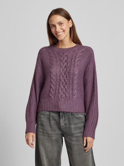 MSCH Copenhagen Strickpullover mit Zopfmuster Modell 'Diella' Pflaume 4