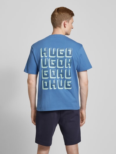 HUGO T-shirt met labelprint, model 'Diqitee' Aquablauw - 5