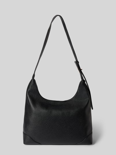 Productfoto, zwarte schoudertas met logodetail model 'NORTHA RE' van Valentino Bags, dames schoudertas, fijne leerstructuur, neutrale achtergrond