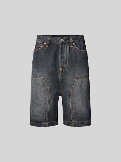 Evisu Loose Fit Jeansshorts mit Kontrastnähten BLACK 1