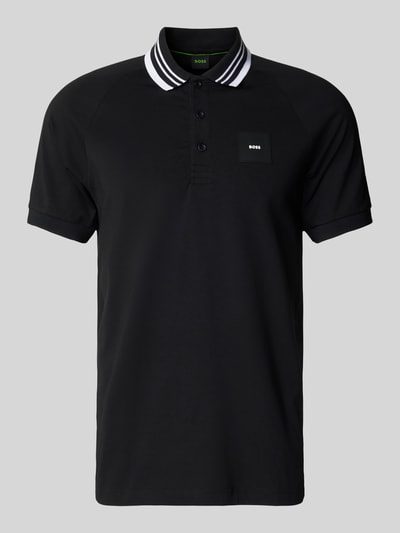 BOSS Green Regular fit poloshirt met labelbadge, model 'Paddy' Zwart - 2