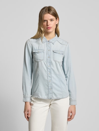 Only Shaped Fit Jeansbluse mit Kontrastnähten Modell 'ALEXA' Jeansblau Melange 4