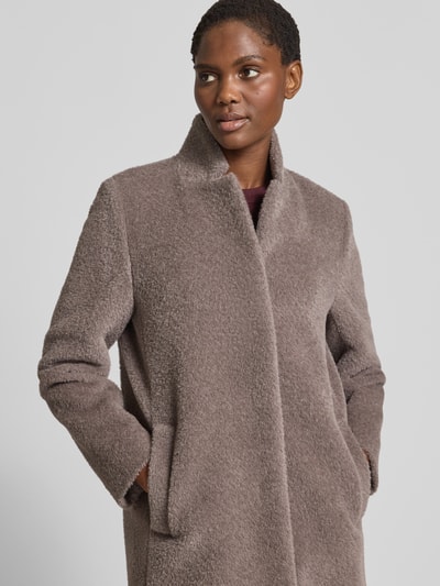 ICONS Cinzia Rocca Mantel aus Baumwoll-Alpaka-Mix mit Stehkragen Mittelbraun Mel 3