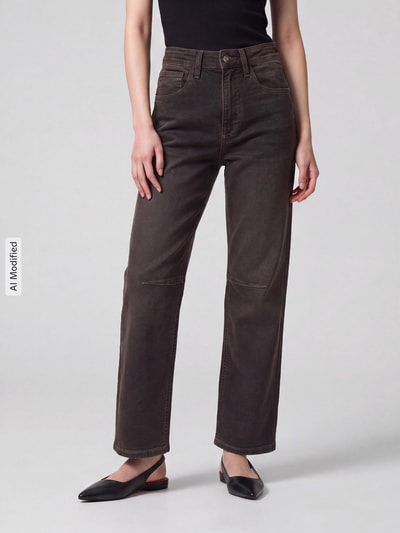 MAC Barrel Jeans aus Baumwoll-Mix Modell 'OHIO' Dunkelbraun 4