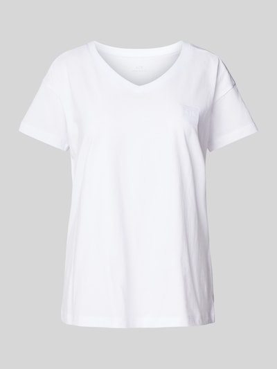 ARMANI EXCHANGE T-Shirt mit geripptem V-Ausschnitt Weiss 2