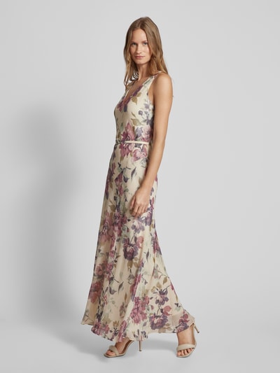 Lauren Ralph Lauren Abendkleid mit floralem Muster und Gürtel Rose 1