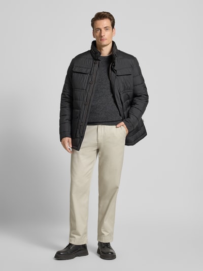 bugatti Gewatteerd jack met opstaande kraag en klepzakken Zwart - 1