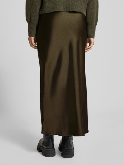 Samsøe Samsøe Maxirock aus Satin mit elastischem Bund Modell 'AGNETA' Oliv Melange 5