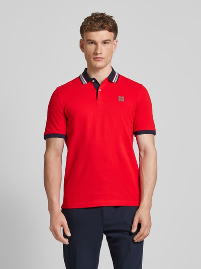 bugatti Poloshirt mit Kontrastbesatz Rot 4