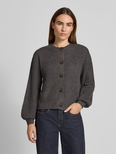 Vero Moda Relaxed fit gebreid jack met enkele knoopsluiting, model 'LEA' Antraciet - 4